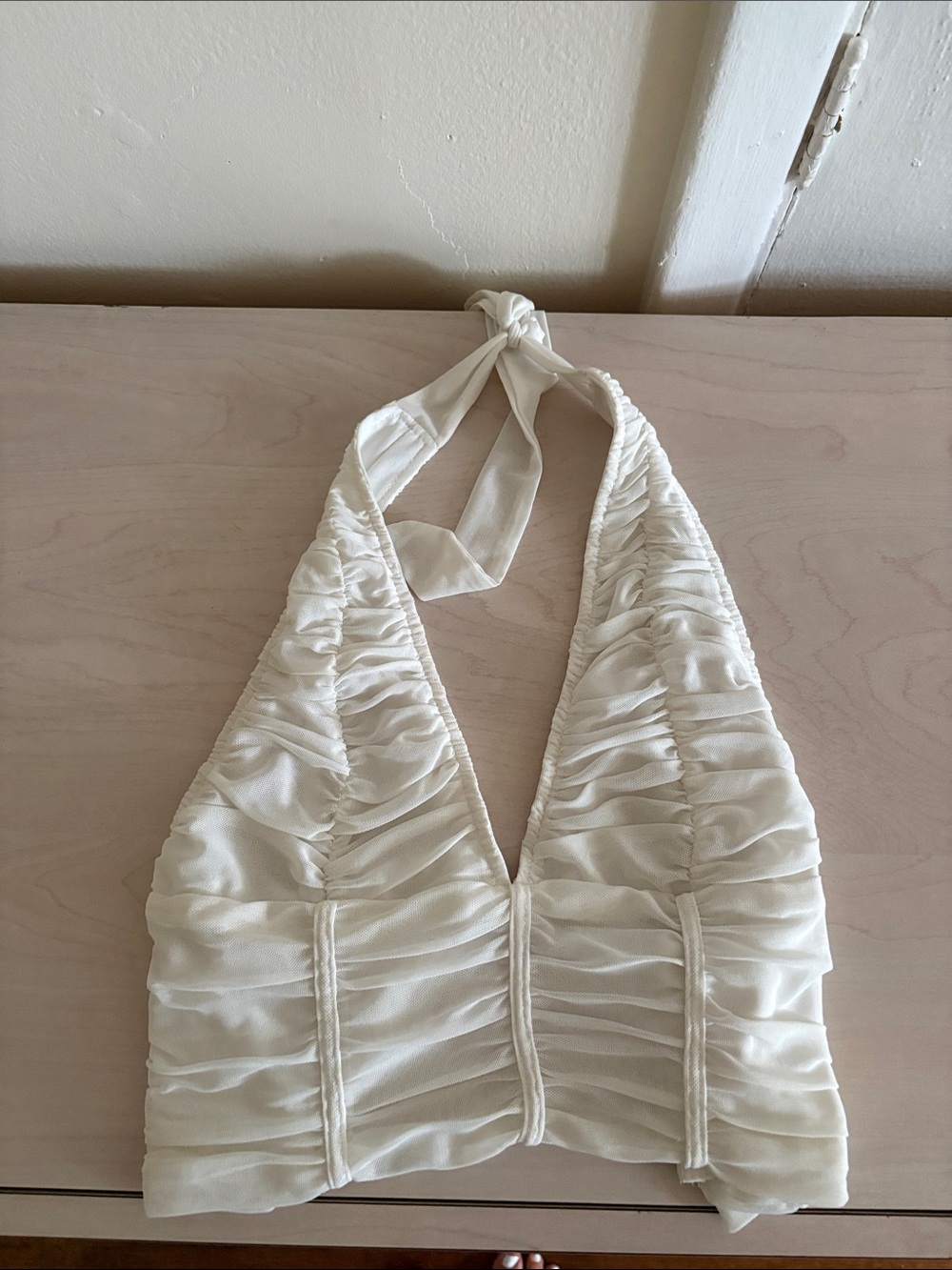 Women’s Halter Ruched white Crop Top